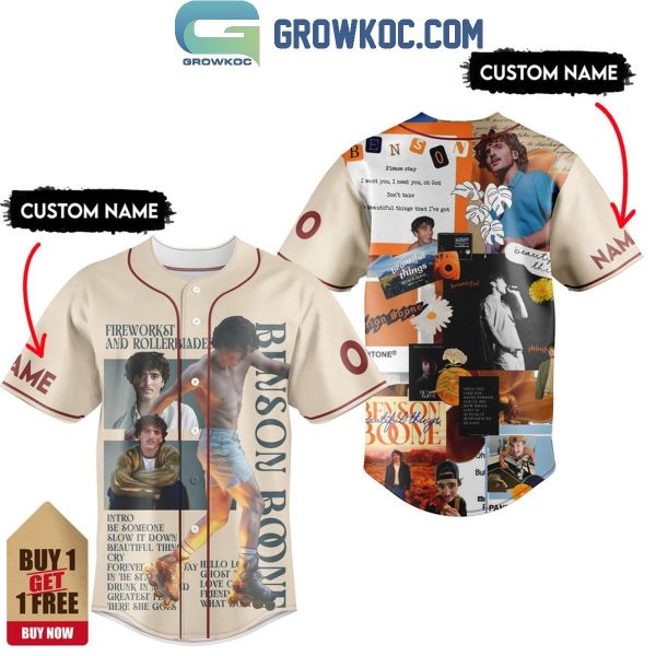 Benson Boone Fireworks And Rollerblades Personalized Baseball Jersey