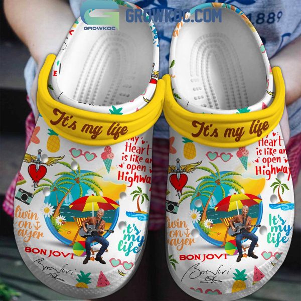 Bon Jovi It’s My Life Hawaiian Fan Crocs Clogs