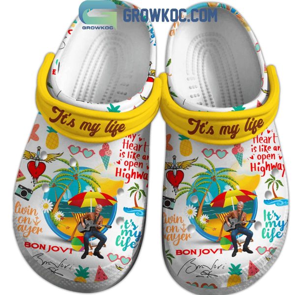 Bon Jovi It’s My Life Hawaiian Fan Crocs Clogs