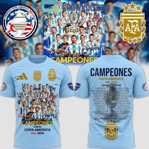 Copa America 2024 Argentina AFA Football Team Champs Players Hoodie T-Shirt