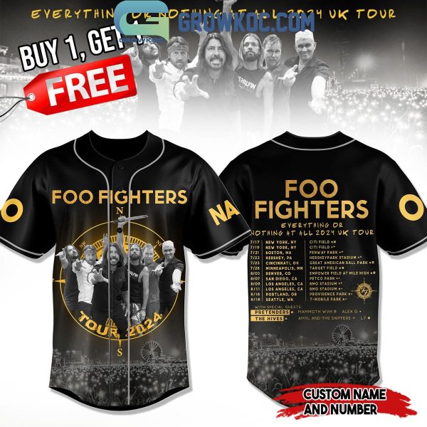 Foo Fighters Everything Or Nothing At All 2024 UK Tour Personalized Baseball Jersey