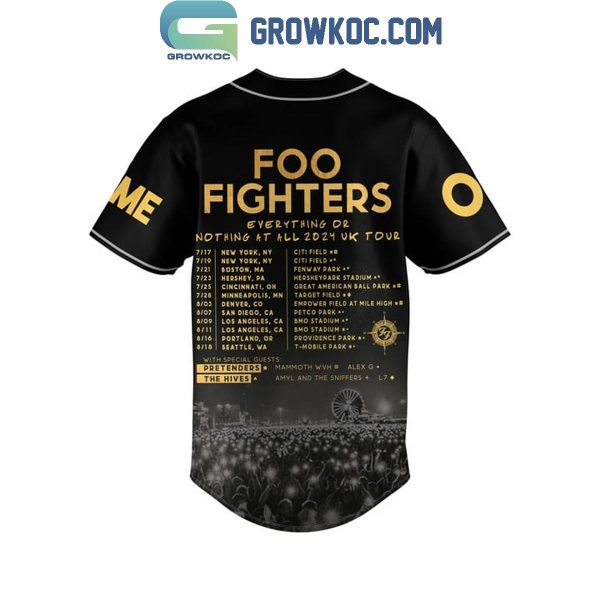 Foo Fighters Everything Or Nothing At All 2024 UK Tour Personalized Baseball Jersey