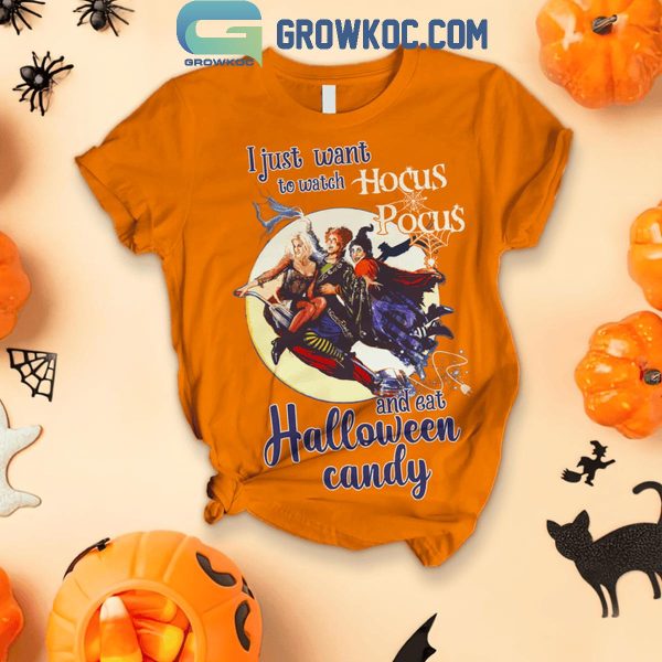 Hocus Pocus I Just Want To Eat Halloween Candy Fleece Pajamas Set