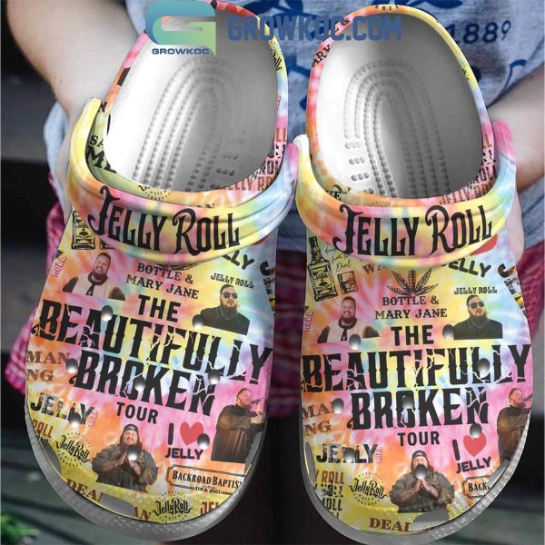 Jelly Roll Tie Dye The Beautifully Broken Tour 2024 Crocs Clogs