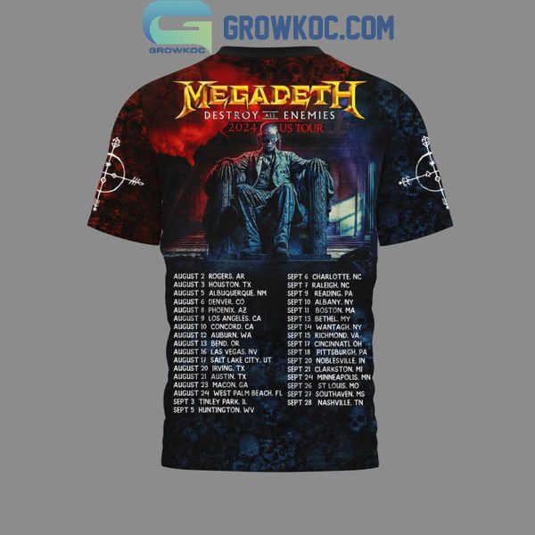 Megadeth Destroy Enemies 2024 US Tour Hoodie T Shirt