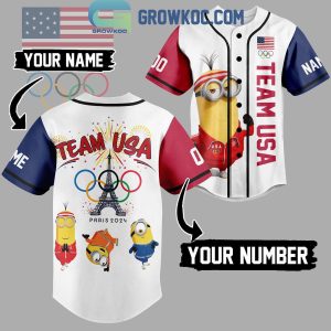 Minions Team USA Olympic Paris 2024 Personalized Baseball Jersey