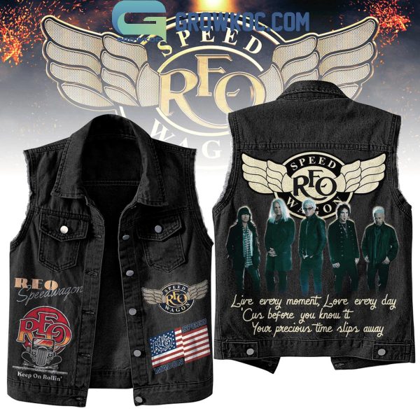 REO Speedwagon Live Every Moment Sleeveless Denim Jacket