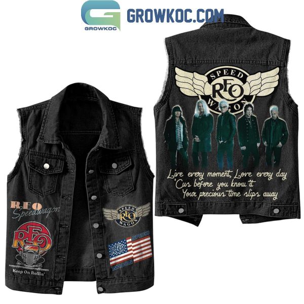 REO Speedwagon Live Every Moment Sleeveless Denim Jacket