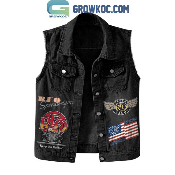 REO Speedwagon Live Every Moment Sleeveless Denim Jacket