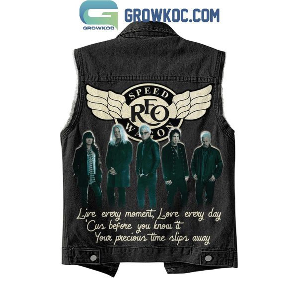 REO Speedwagon Live Every Moment Sleeveless Denim Jacket