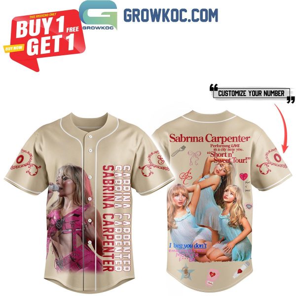 Sabrina Carpenter Short N’ Sweet Tour 2024 Personalized Baseball Jersey