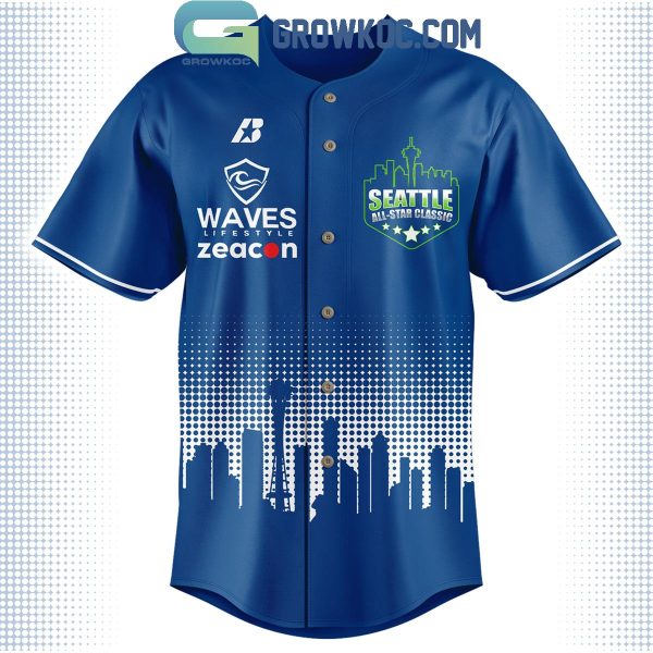 Seattle Seahawks Waves Lifestyle Zeacon Personalized Baseball Jersey