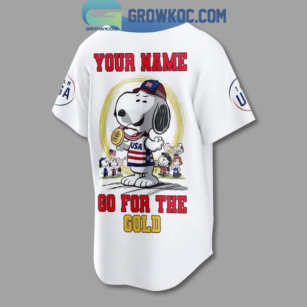 Snoopy Olympic Paris 2024 USA Team Go For Gold Personalized Baseball Jersey