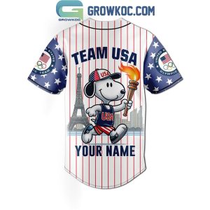 Snoopy Peanuts Team USA Paris Olympic 2024 Personalized Baseball Jersey
