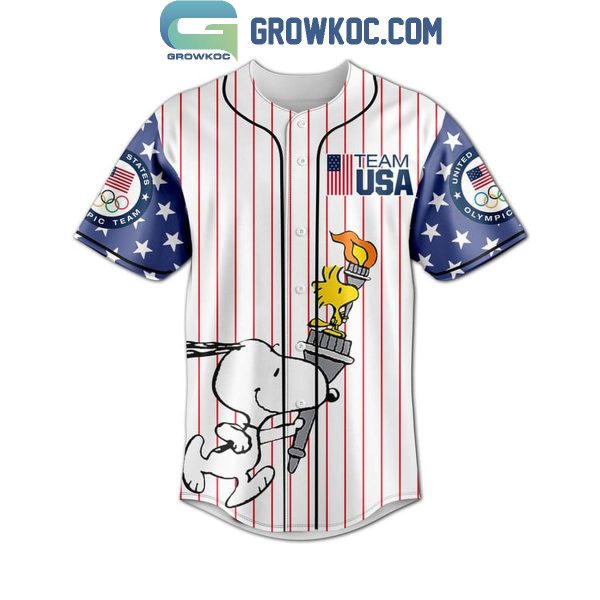 Snoopy Peanuts Team USA Paris Olympic 2024 Personalized Baseball Jersey