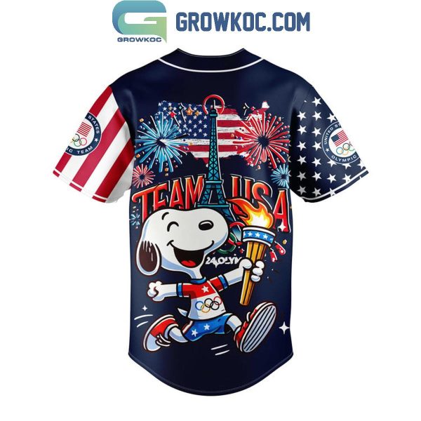Snoopy Team USA Olympic Paris 2024 Firework Victory Personalized Baseball Jersey