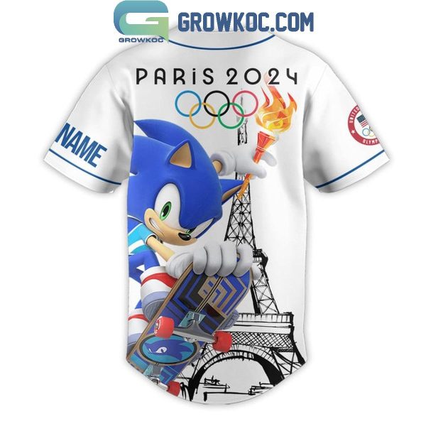 Sonic The Hedgehog Paris 2024 Olympic USA Personalized Baseball Jersey
