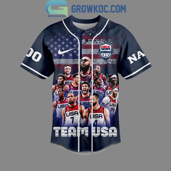 USA Men’s Basketball Team 2024 Olympic Paris Personalized Baseball Jersey