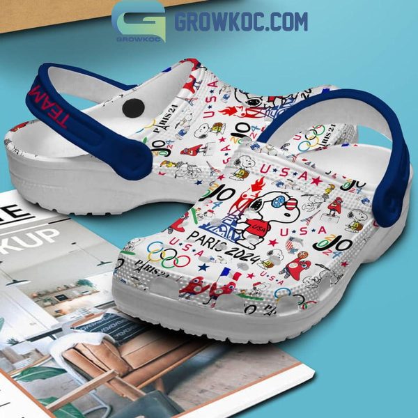 USA Olympic Paris 2024 Snoopy Peanuts Crocs Clogs