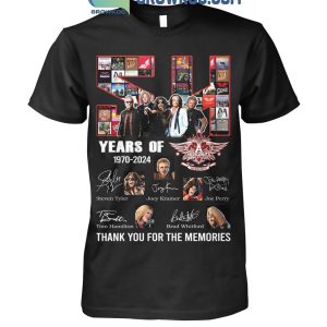 Aerosmith 54 Years Of Rock Band 1970-2024 Thank You T-Shirt