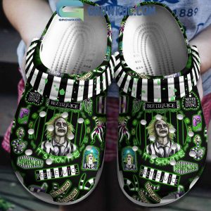 Beetlejuice It’s Showtime But Don’t Trust The Living Halloween Crocs Clogs