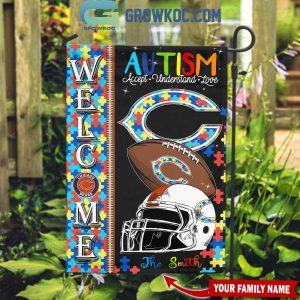 Chicago Bears Autism Accept Understand Love Personalized House Garden Flag