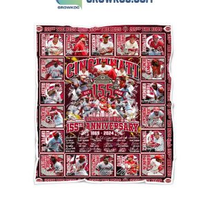 Cincinnati Reds 155th Anniversary 1869-2024 Fleece Blanket Quilt