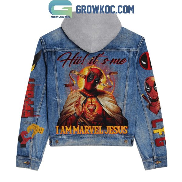 Deadpool Hi It’s Me I Am Marvel Jesus Hooded Denim Jacket