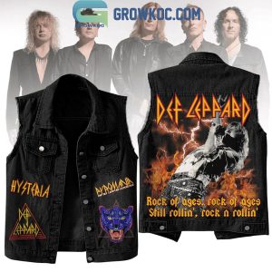 Def Leppard Rock Of Ages Still Rollin’Sleeveless Denim Jacket