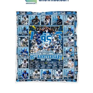 Detroit Lions 95th Anniversary 1929-2024 Fleece Blanket Quilt