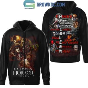 Halloween Horror Nights Villians Name Puzzle Hoodie T-Shirt