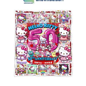 Hello Kitty 50th Anniversary 1974-2024 Celebrating Fleece Blanket Quilt