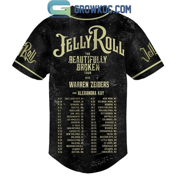 Jelly Roll Schedule Of The Beautifully Broken Tour 2024 Baseball Jersey