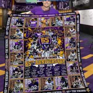 Minnesota Vikings 65 Seasons 65th Anniversary 1960-2025 Fleece Blanket Quilt