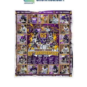 Minnesota Vikings 65 Seasons 65th Anniversary 1960-2025 Fleece Blanket Quilt