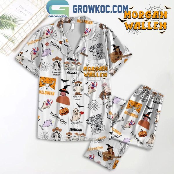 Morgan Wallen Sand In My Boot Halloween White Design Pajamas Set