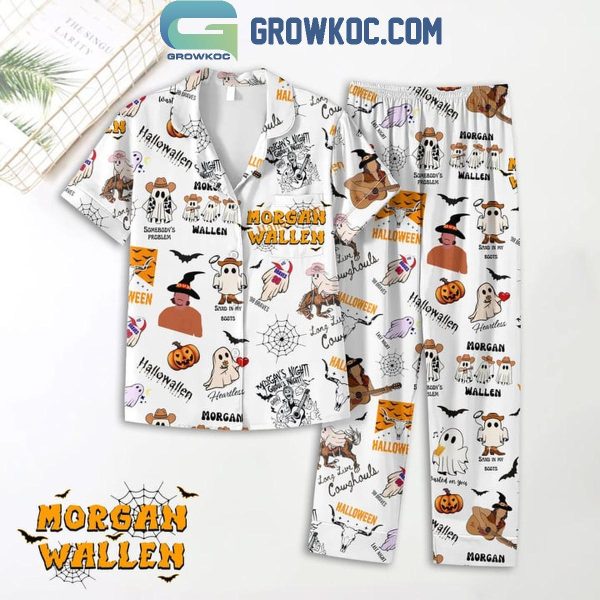 Morgan Wallen Sand In My Boot Halloween White Design Pajamas Set