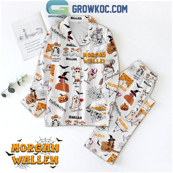 Morgan Wallen Sand In My Boot Halloween White Design Pajamas Set