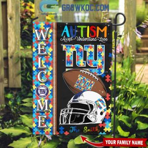 New York Giants Autism Accept Understand Love Personalized House Garden Flag