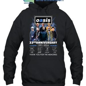 Oasis 33 Years Of Memories And Music 1991-2024 Thank You T-Shirt