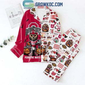 Ohio State Buckeyes Fear The Nuts Halloween Polyester Pajamas Set