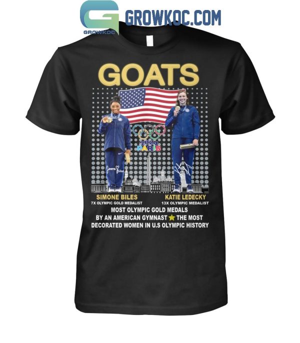 Olympic Paris Goats Katie Ledecky Simone Bile USA Gymnastics T-Shirt