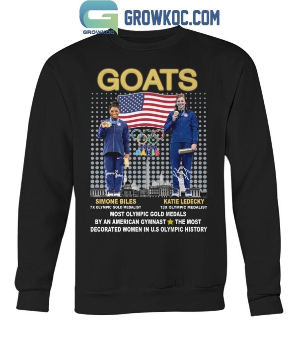 Olympic Paris Goats Katie Ledecky Simone Bile USA Gymnastics T-Shirt