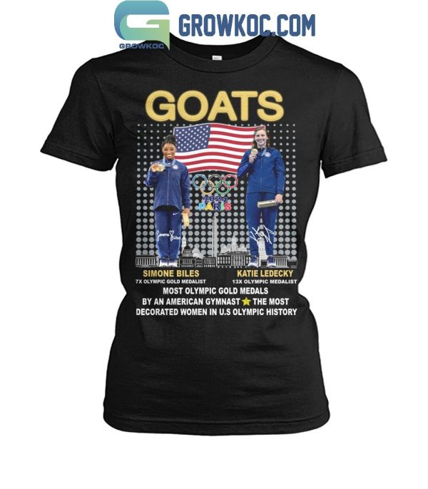 Olympic Paris Goats Katie Ledecky Simone Bile USA Gymnastics T-Shirt