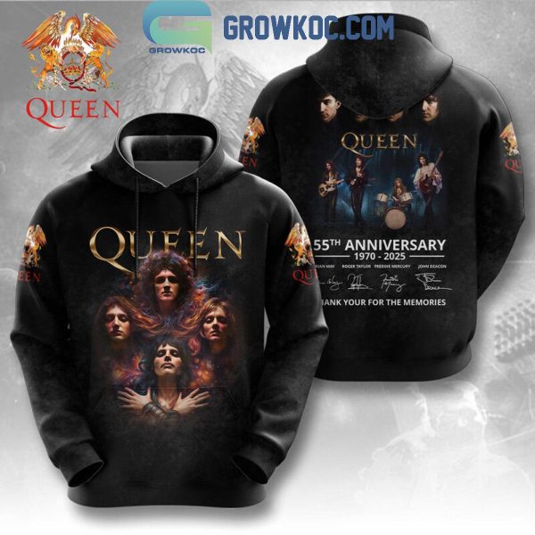 Queen 55th Anniversary 1970-2025 Thank You For The Memories Hoodie T Shirt