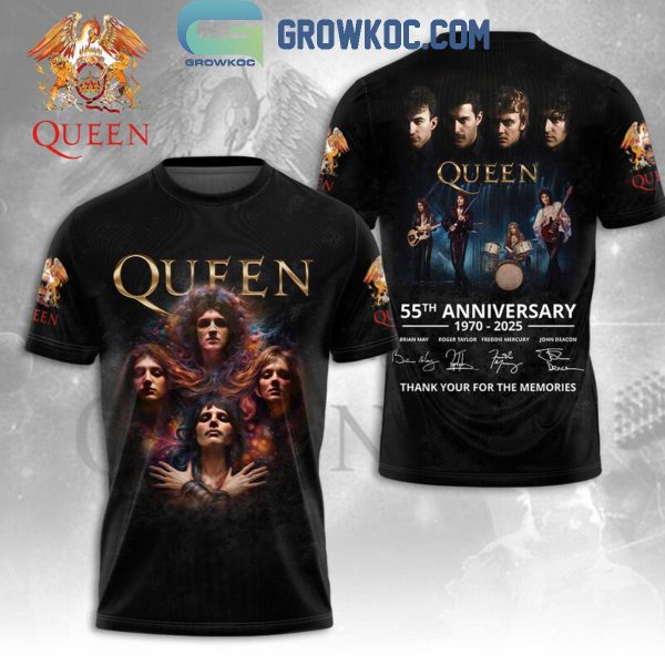 Queen 55th Anniversary 1970-2025 Thank You For The Memories Hoodie T Shirt