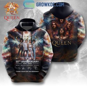 Queen 55th Anniversary 1970-2025 Thank You For The Memories Hoodie T Shirt