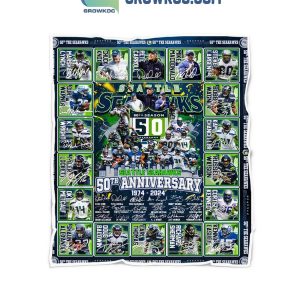 Seattle Seahawks 50th Anniversary 1974 2024 Fleece Blanket Quilt