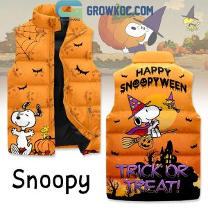 Snoopy Happy Halloween Trick Or Treat Sleeveless Puffer Jacket