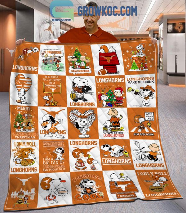 Texas Longhorns Snoopy Longhorns Make Me Drink Proud Fleece Blanket Quilt